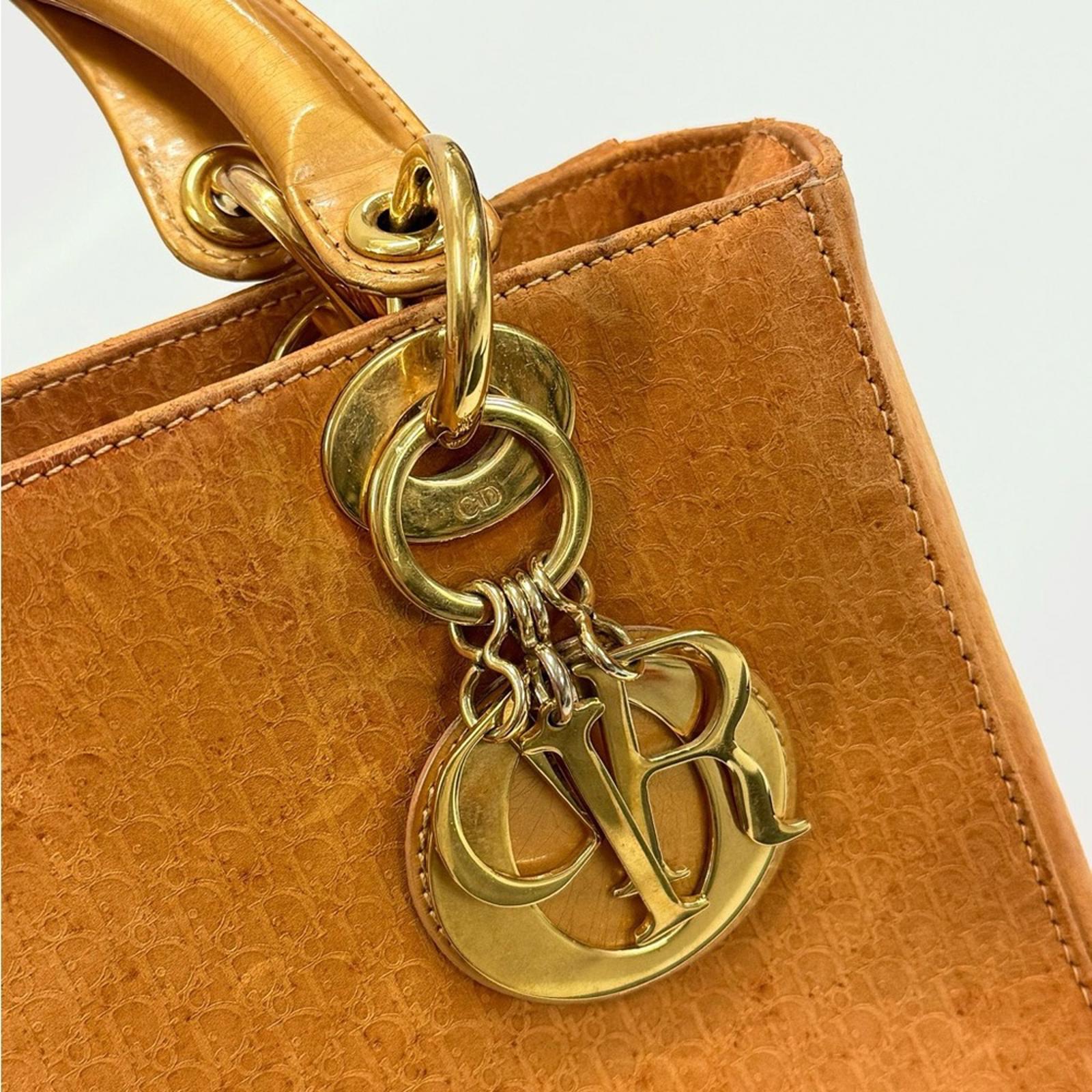 Lady Dior By John Galliano Brown Suede Medium Handbag