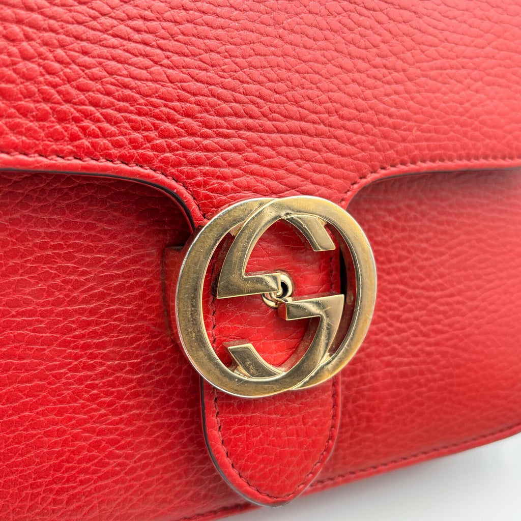 Gucci Interlocking GG Red Leather Chain Crossbody Bag