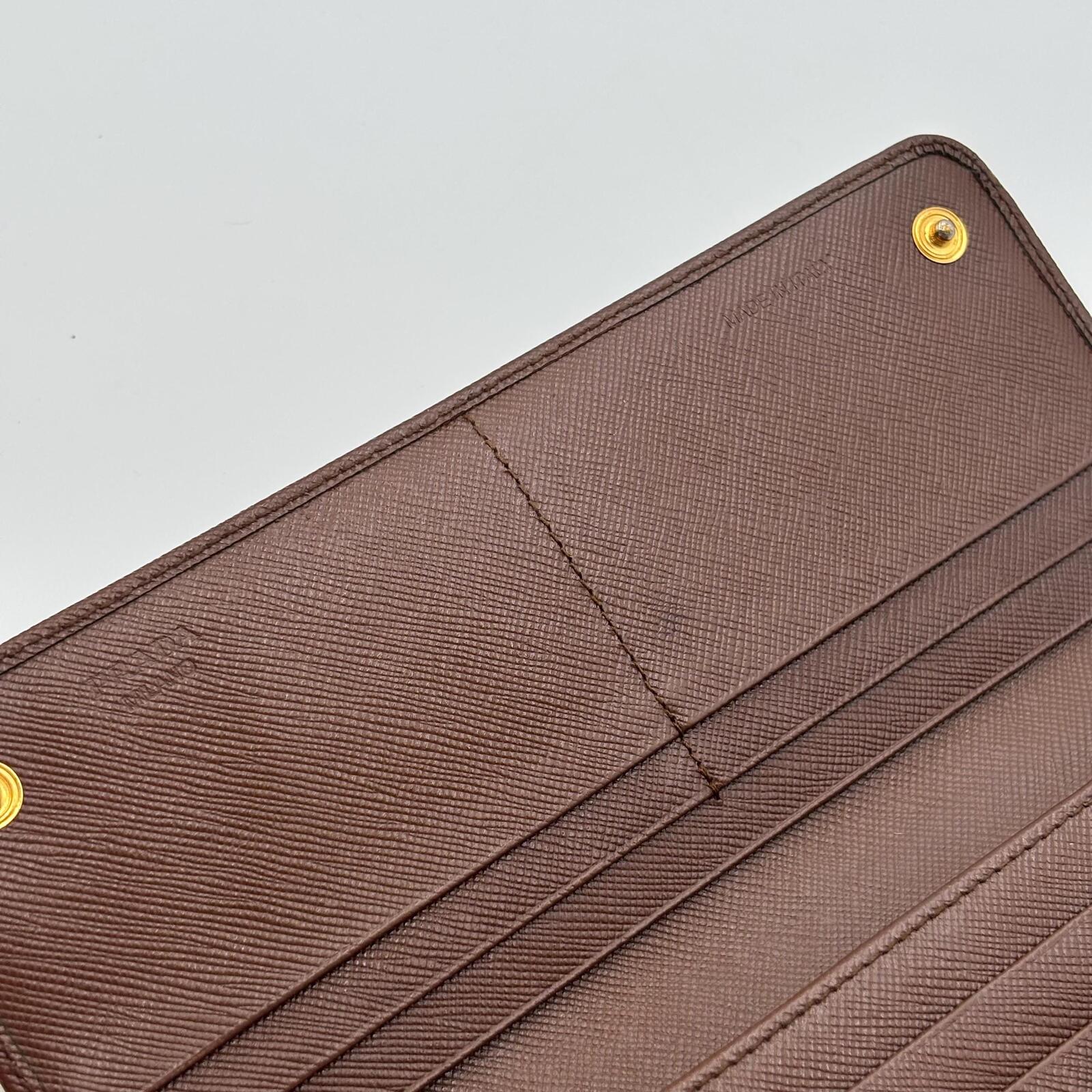 Prada Saffiano Leather Continental Wallet Brown