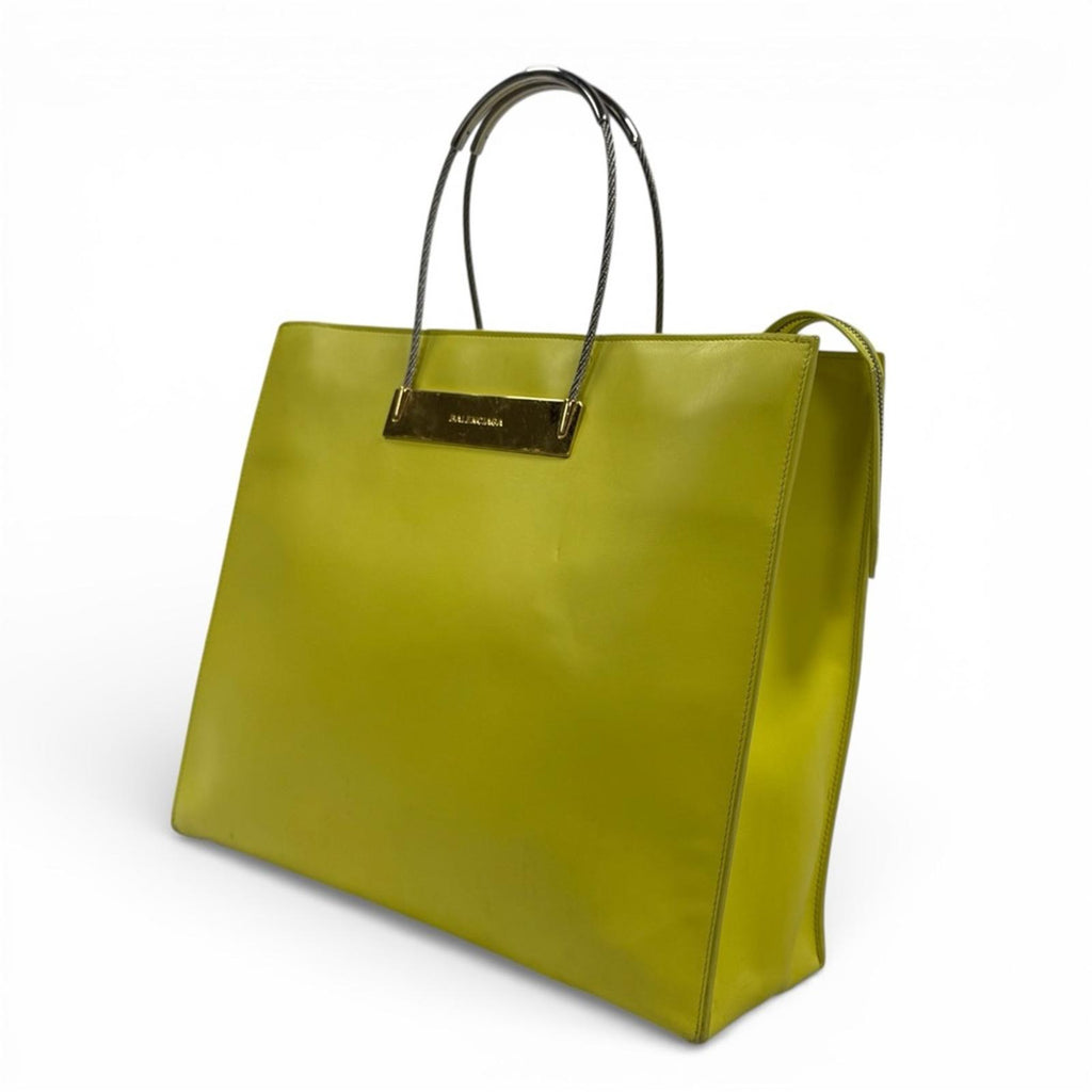 BALENCIAGA CABLE YELLOW LEATHER SHOULDER BAG