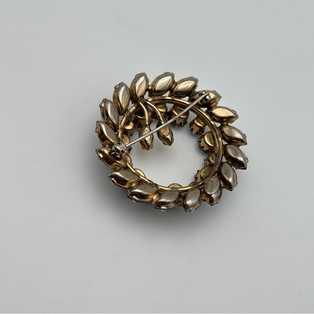 Sherman Vintage Aurora Borealis Crystal Wreath Brooch