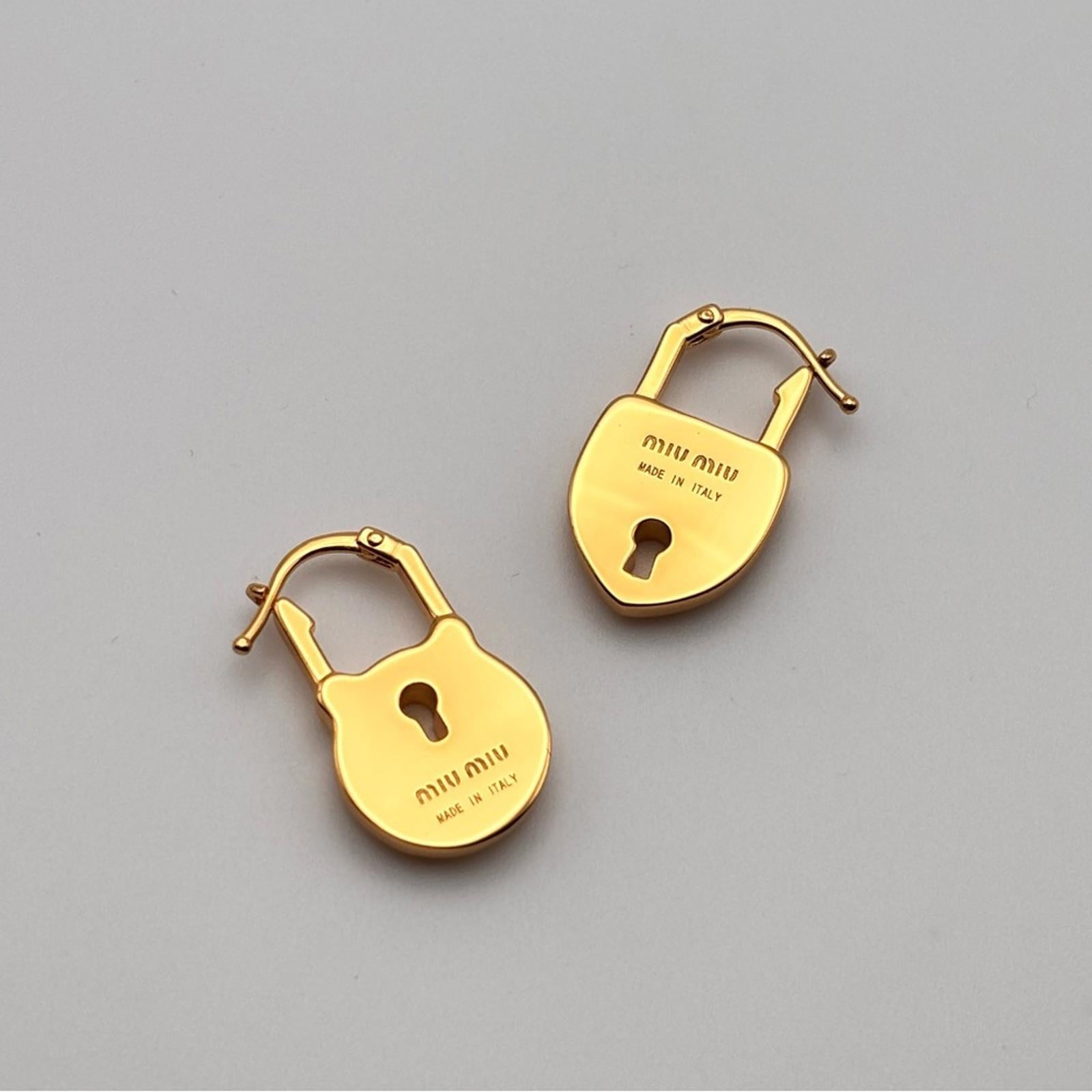 Miu Miu Padlock Gold Metal Earrings