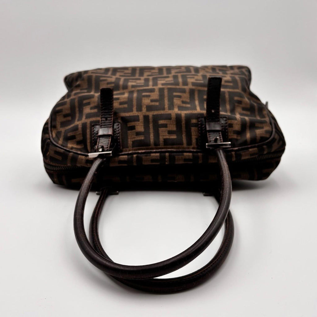 Fendi Vintage Zucca Canvas Boston Shoulder Bag Brown