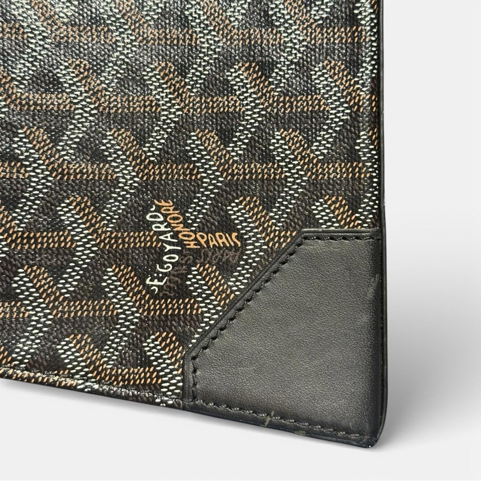 Goyard Black Chevron Print Coated Canvas And Leather Saigon PM Top Handle Bag