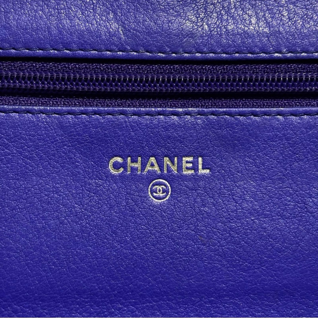 Chanel Classic Wallet On Chain WOC Quilted Lambskin Purple Silver Hardware