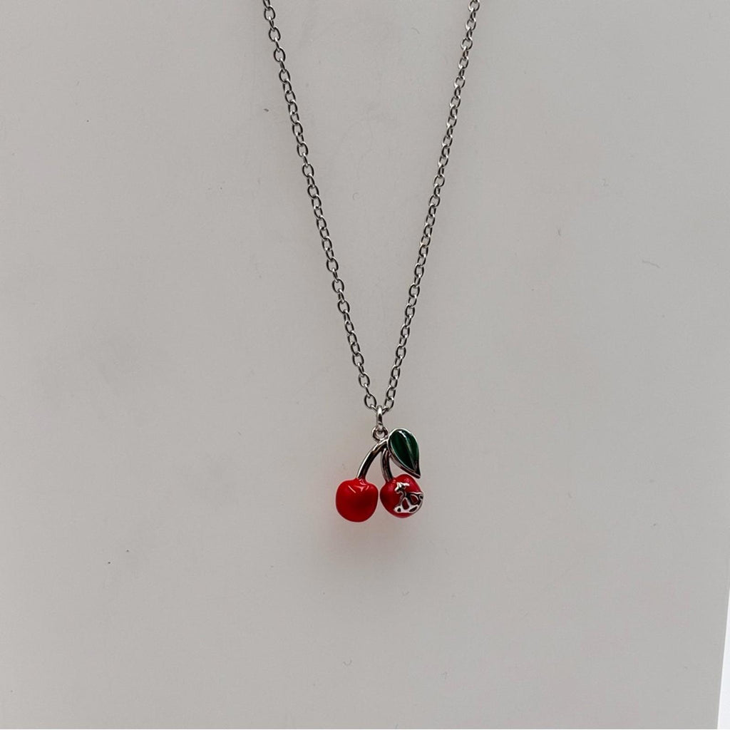 Vivienne Westwood Cherry Pendant Necklace Silver Tone Orb Charm