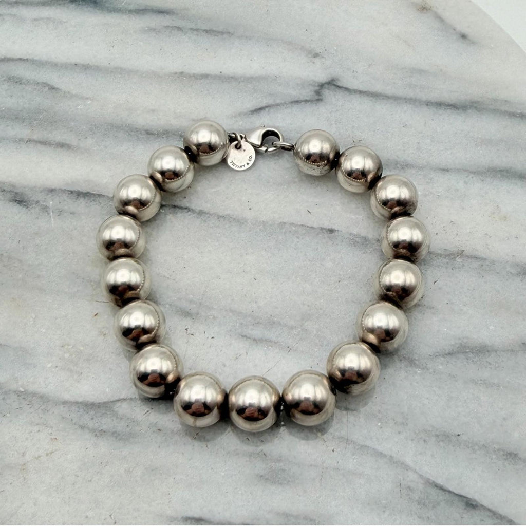 TIFFANY & CO 925 STERLING SILVER BALL BEAD BRACELET SILVER