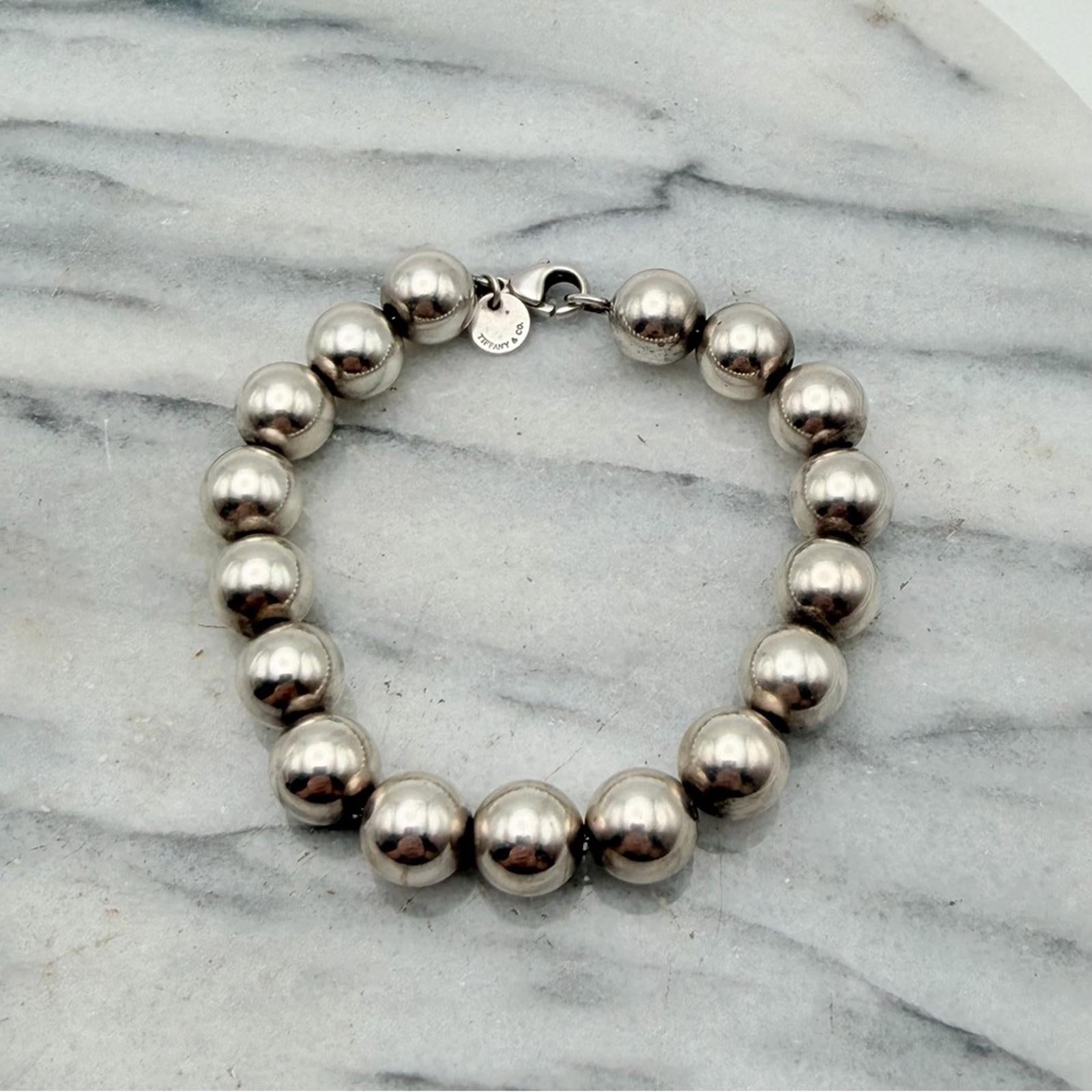TIFFANY & CO 925 STERLING SILVER BALL BEAD BRACELET SILVER