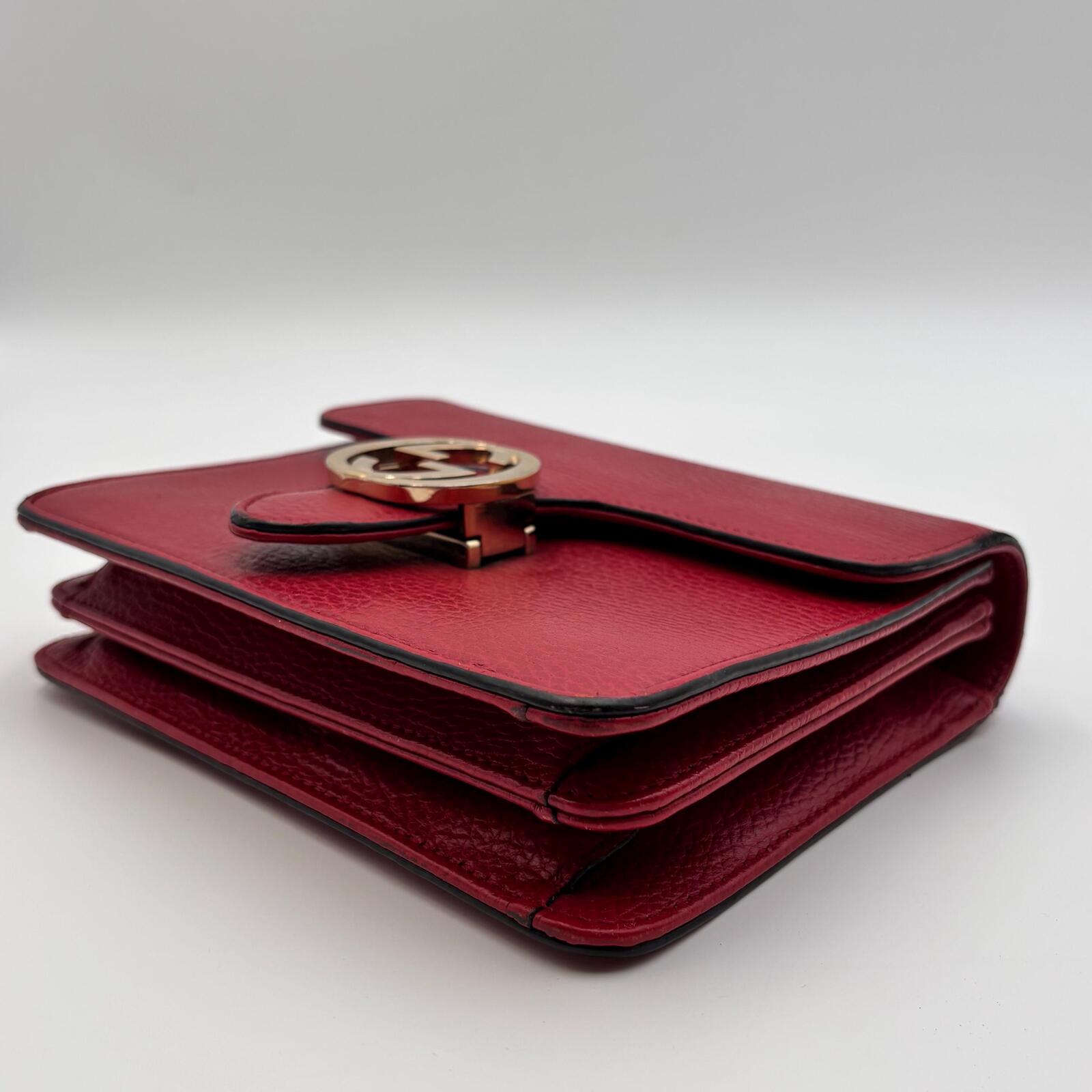 Gucci Interlocking GG Red Leather Chain Crossbody Bag