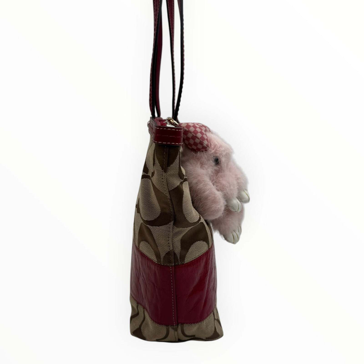 Coach Signature Jacquard Burgundy Leather Tote Bag by Coach