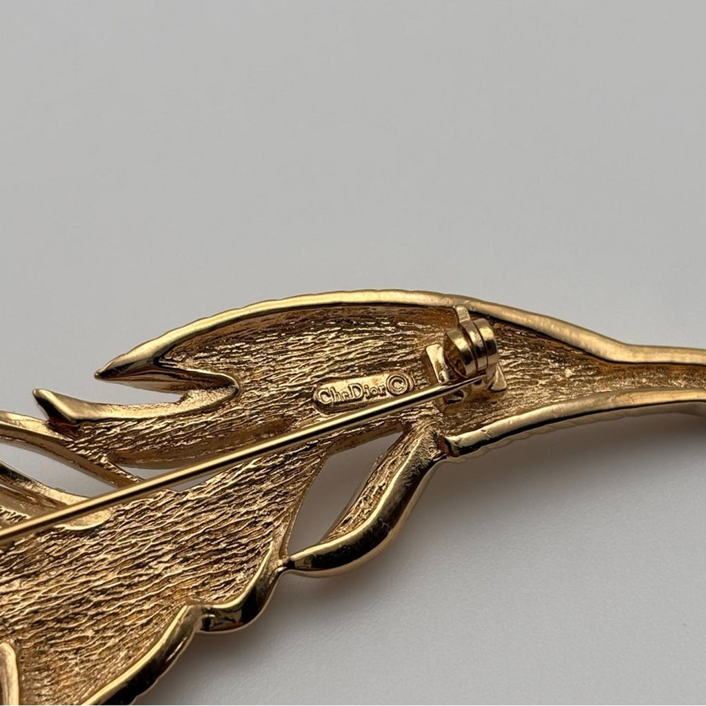 Christian Dior Vintage Gold Feather Brooch | 1980s