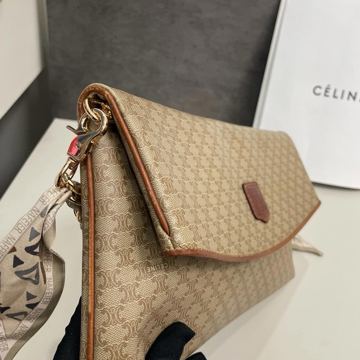 Celine Vintage Macadam Canvas Flap Shoulder Bag