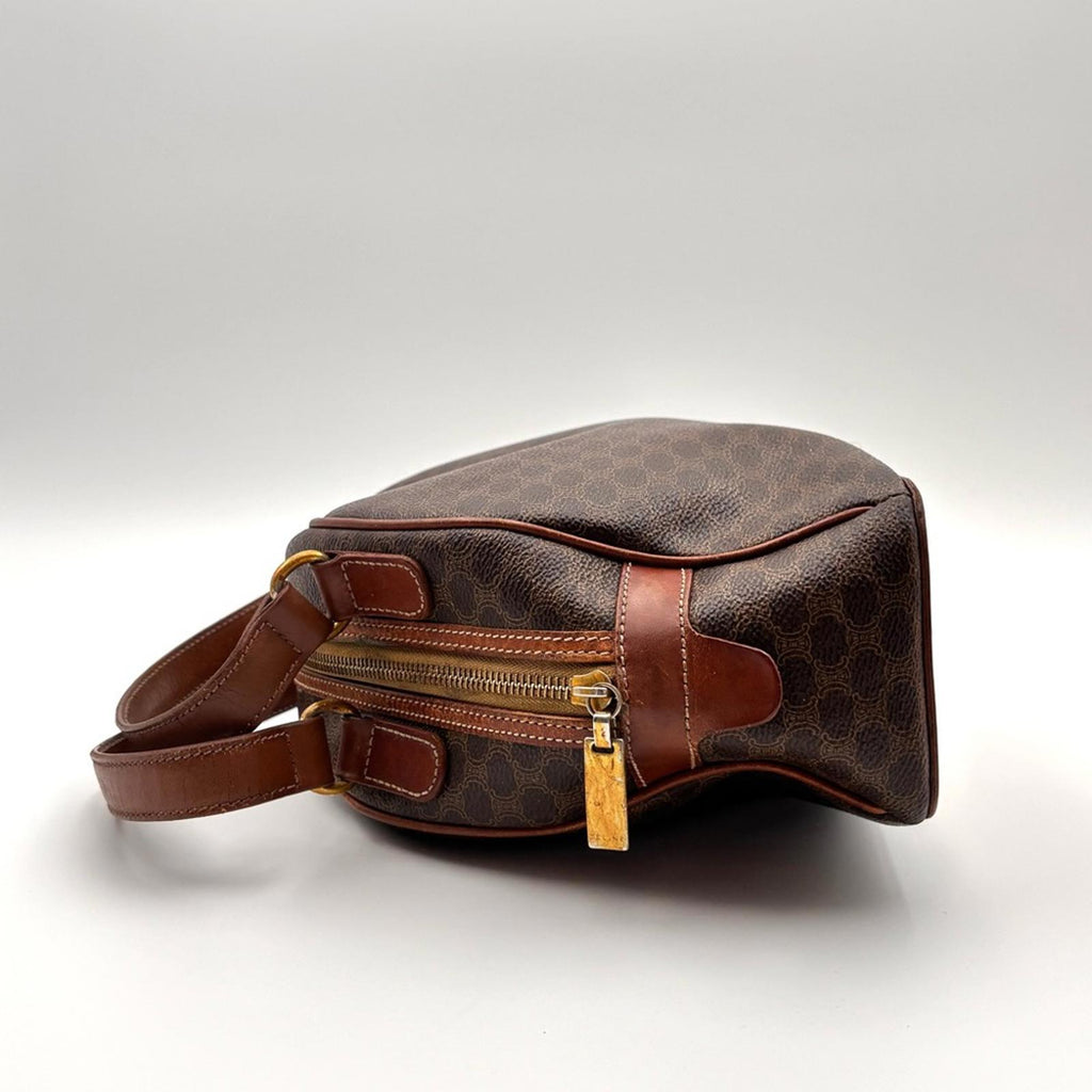 Celine Macadam Monogram Dome Handbag Brown Leather TopHandle