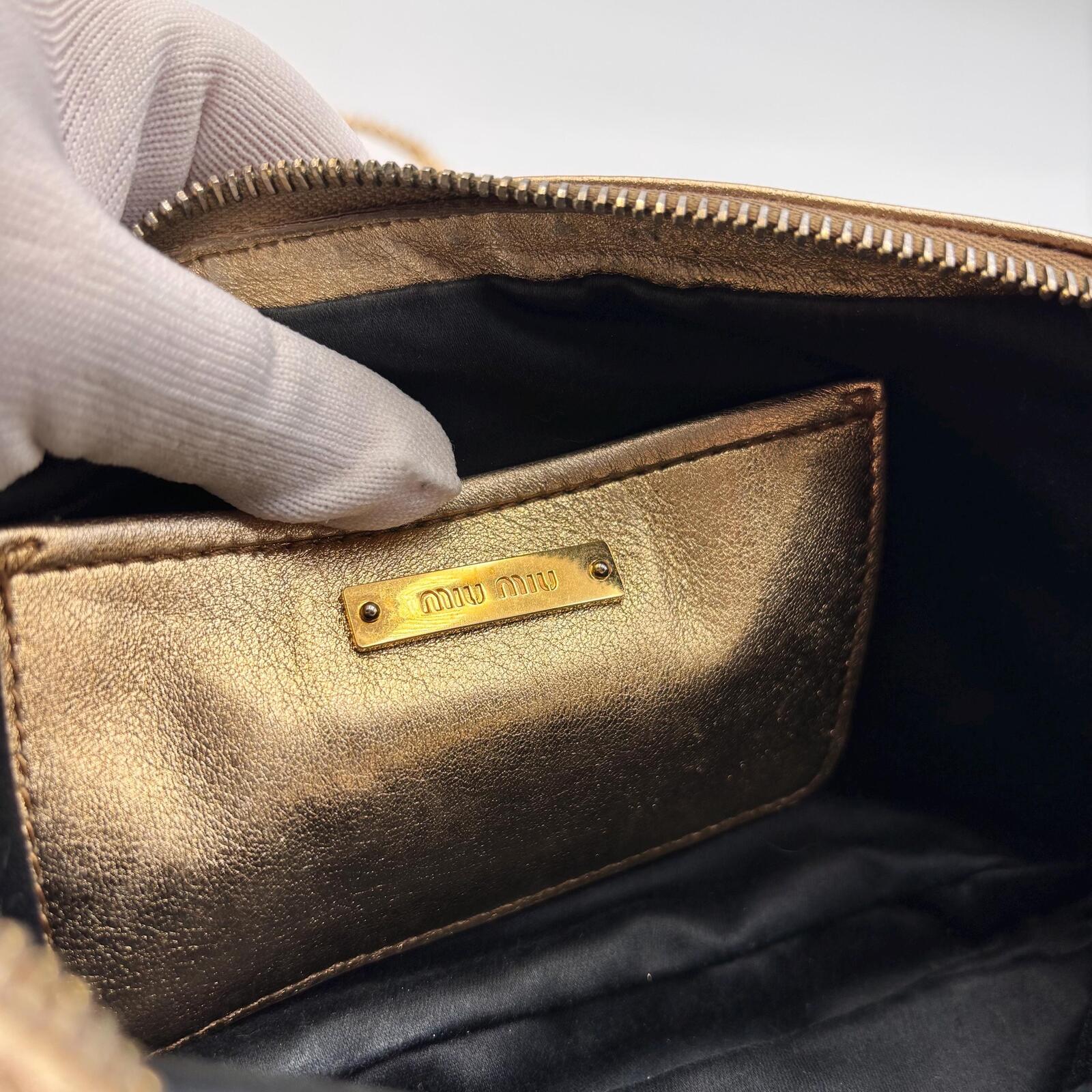 Miu Miu Matelassé Metallic Gold Leather Crossbody Bag