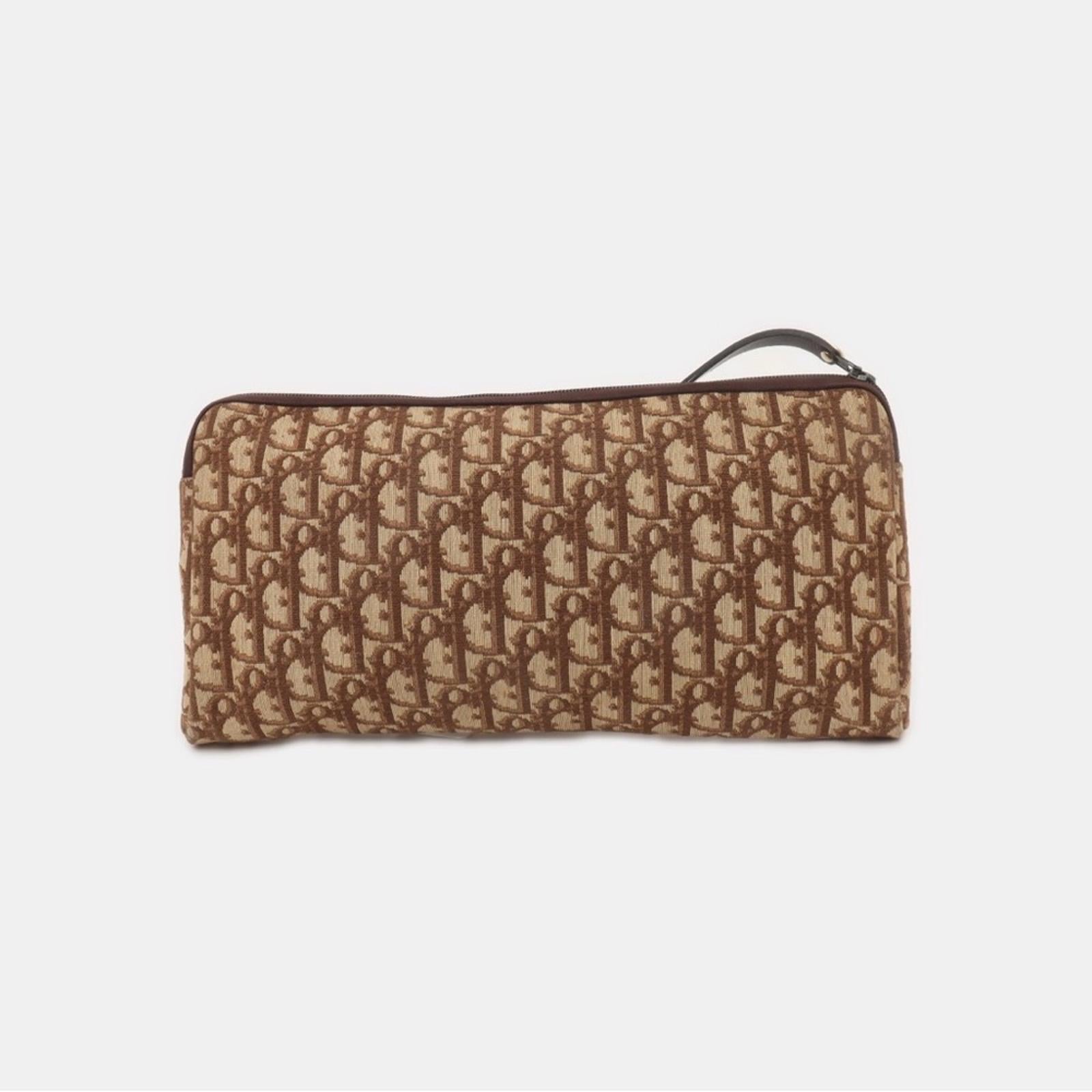 Vintage Christian Dior Trotter Monogram Zip Pouch / Clutch