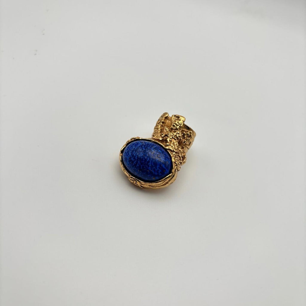 YVES SAINT LAURENT VINTAGE GOLD-PLATED SCULPTURAL STATEMENT RING