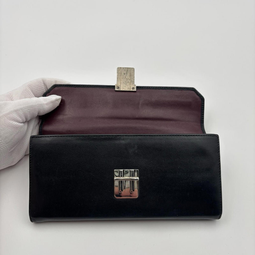 Miu Miu Black Leather Wallet On Chain Crossbody Shoulder Bag