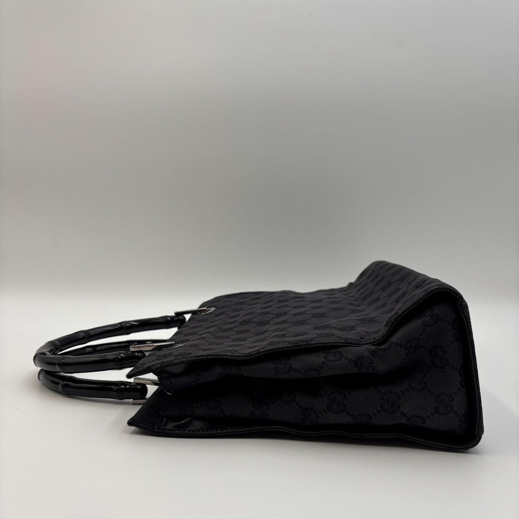 Gucci Bamboo GG Canvas Tote Bag Black