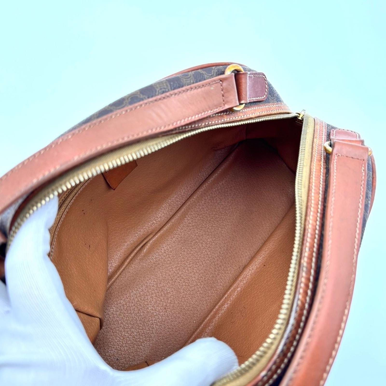 Celine Macadam Monogram Dome Handbag Brown Leather TopHandle