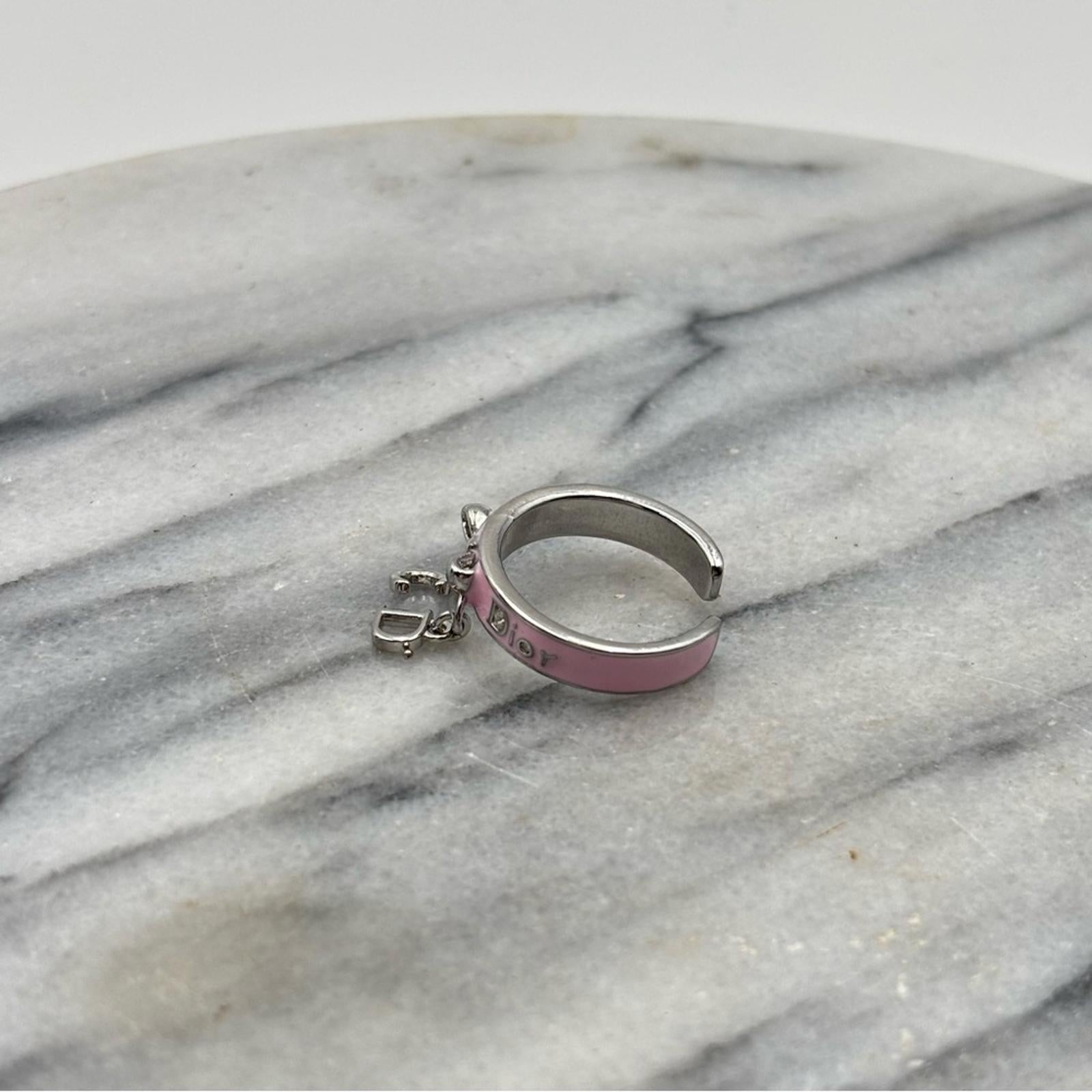 Christian Dior Pink Enamel Charm Ring