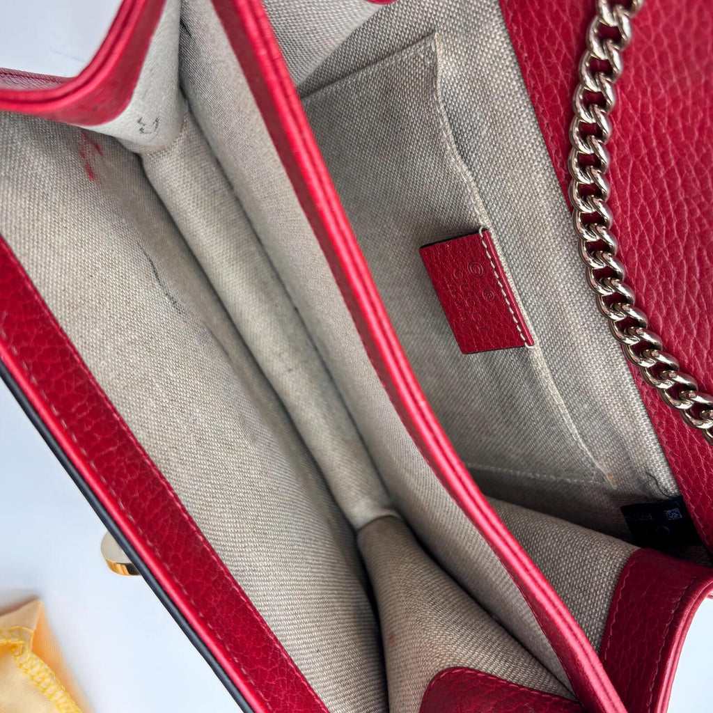 Gucci Interlocking GG Red Leather Chain Crossbody Bag