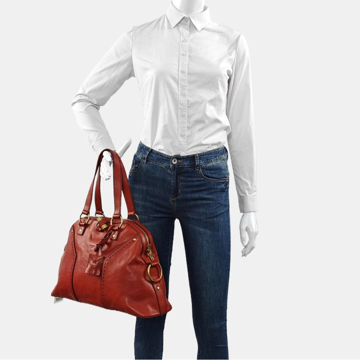 Yves Saint Laurent Muse Leather Shoulder Bag – Brick Red
