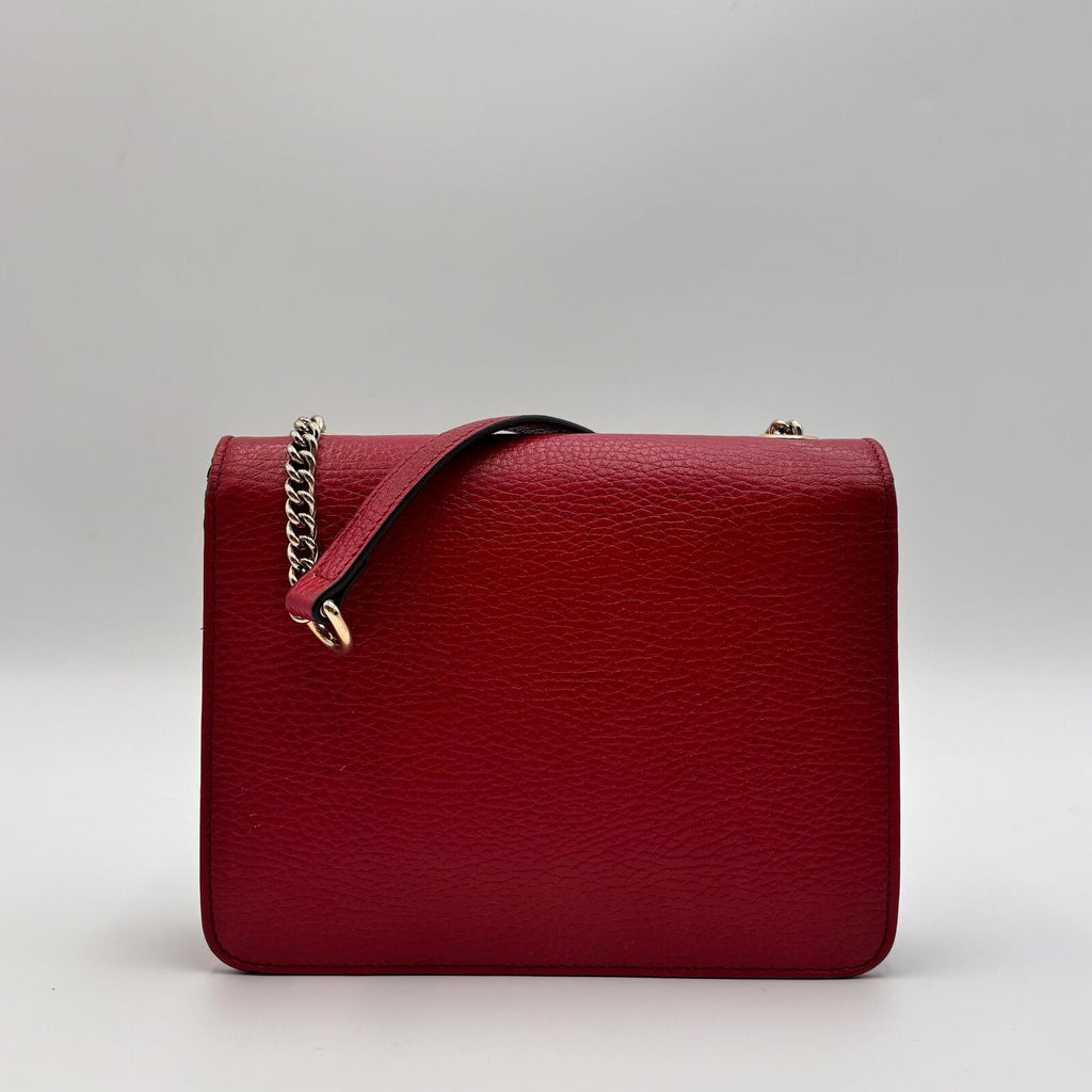 Gucci Interlocking GG Red Leather Chain Crossbody Bag