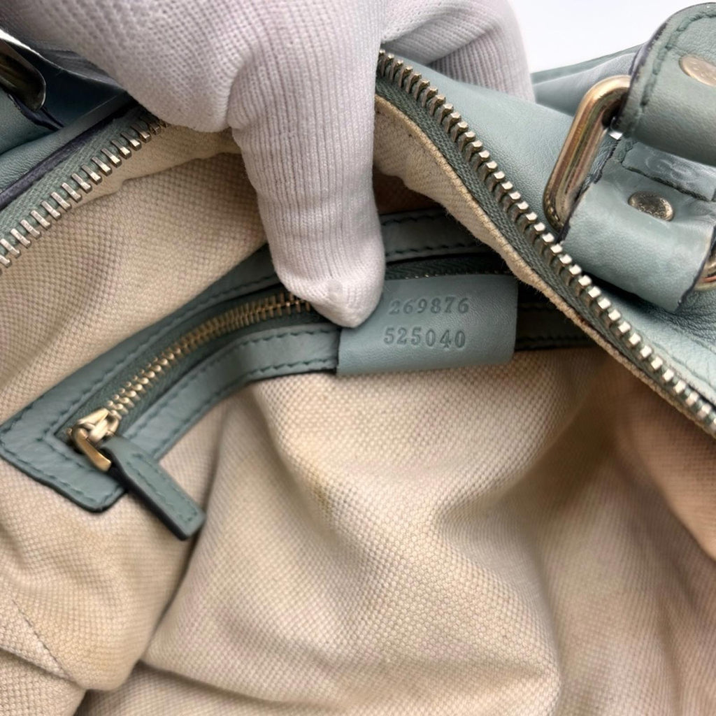 Gucci GG Embossed Leather Boston Bag Sage