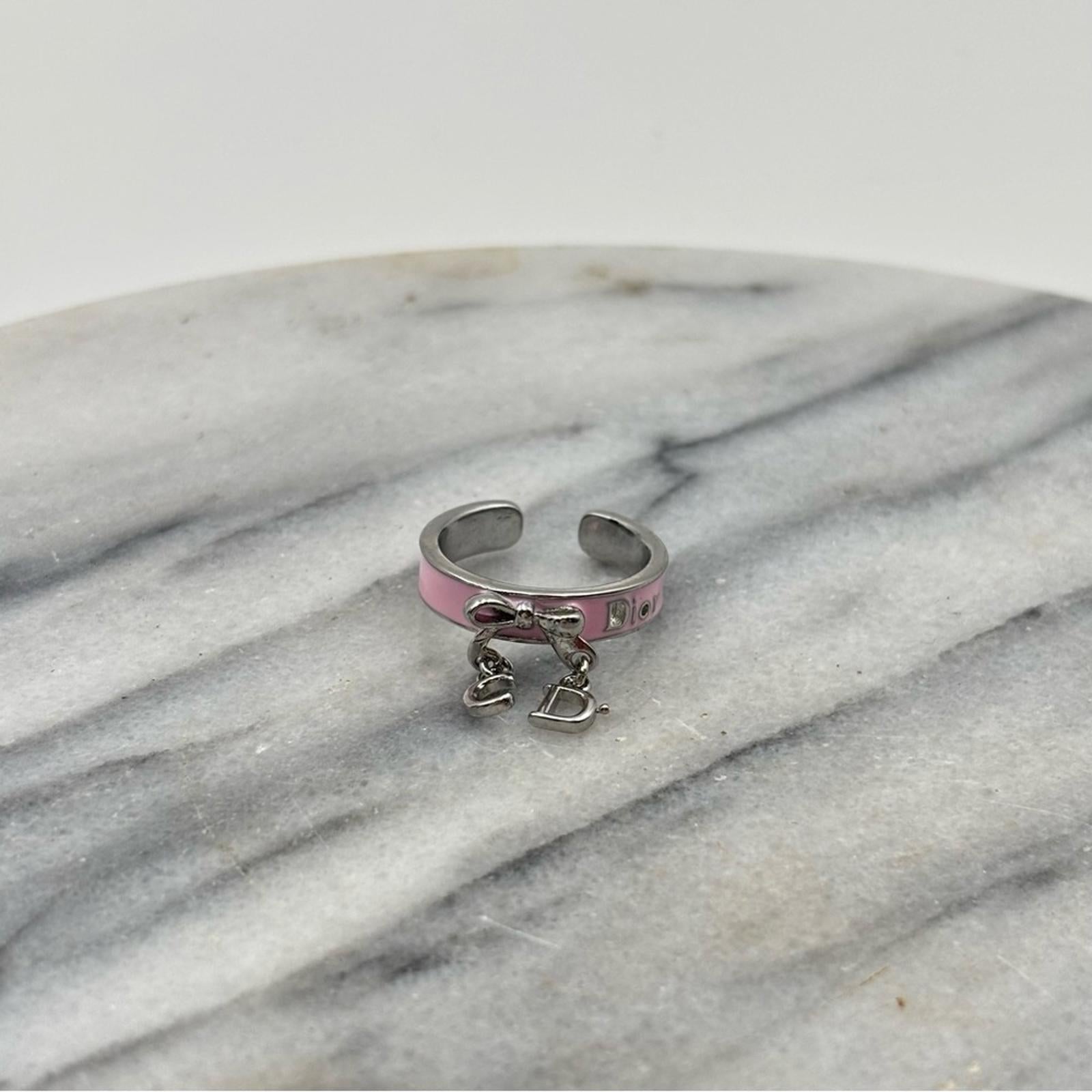 Christian Dior Pink Enamel Charm Ring