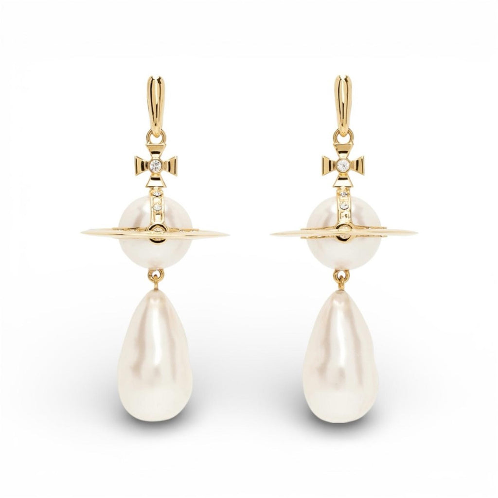 Vivienne Westwood Orb Baroque Pearl Drop Earrings in Gold