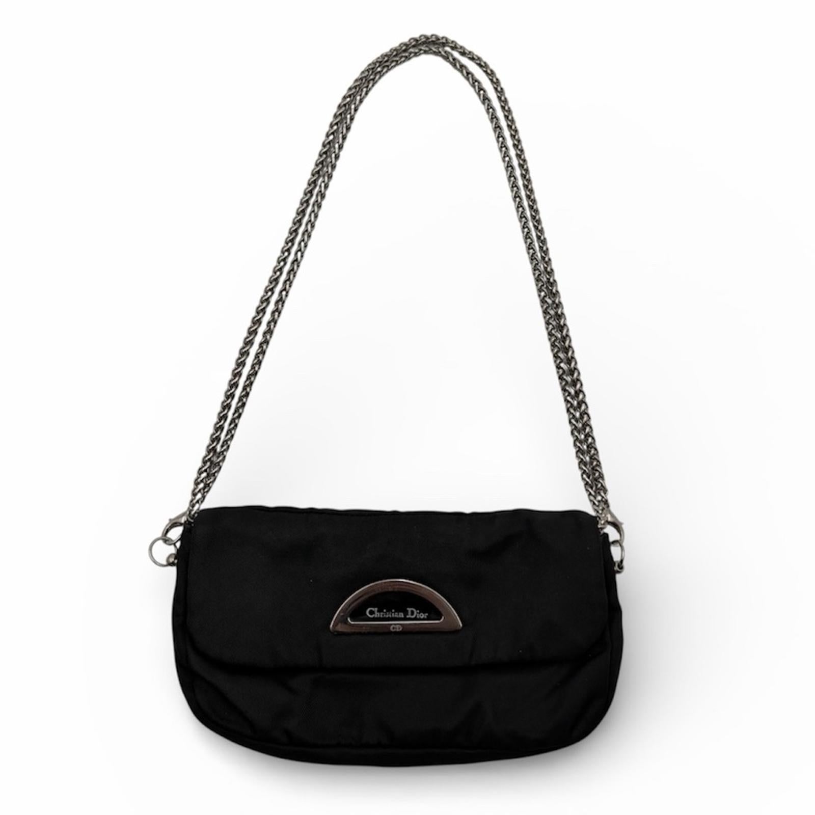 Christian Dior Vintage Nylon Malice Shoulder Bag – Black