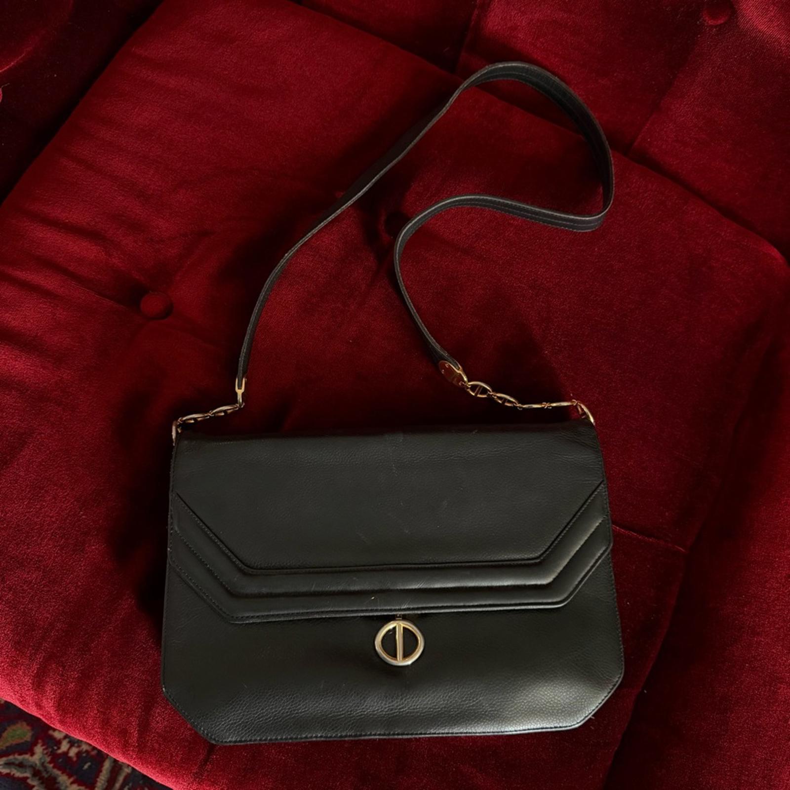 CHRISTIAN DIOR BLACK LEATHER CROSSBODY BAG