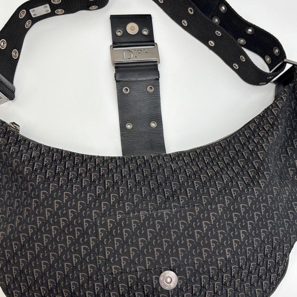 Christian Dior Vintage Black Diorissimo Monogram Saddle Messenger Shoulder Bag