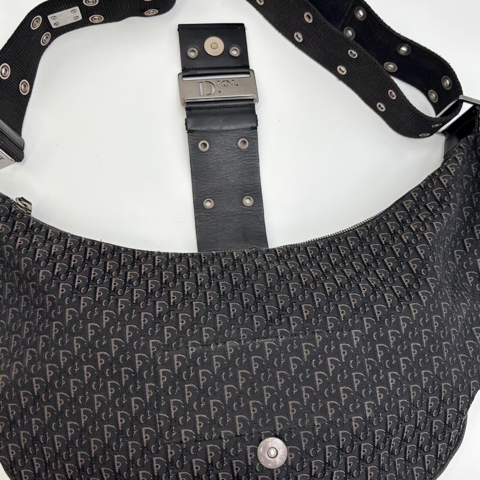 Christian Dior Vintage Black Diorissimo Monogram Saddle Messenger Shoulder Bag