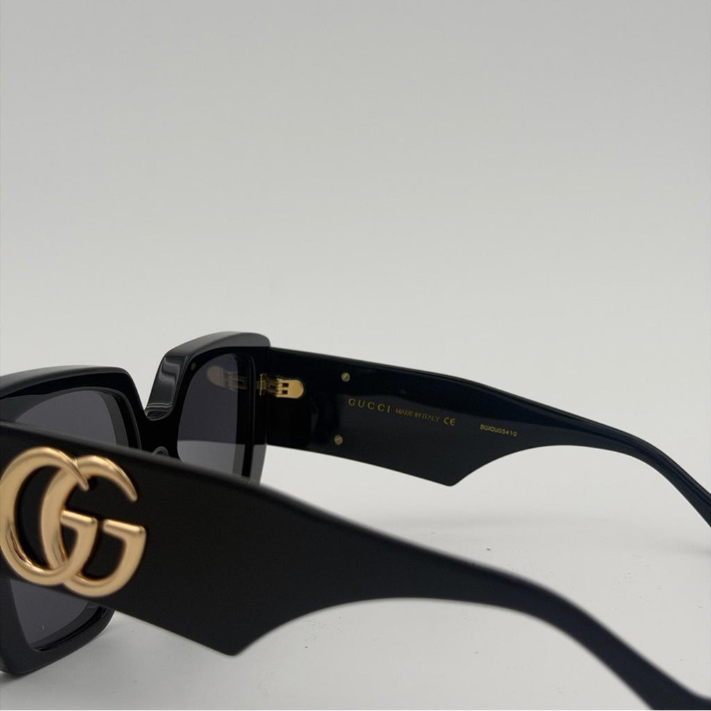 Gucci Oversized Square Sunglasses With Gold Double G Logo – Black